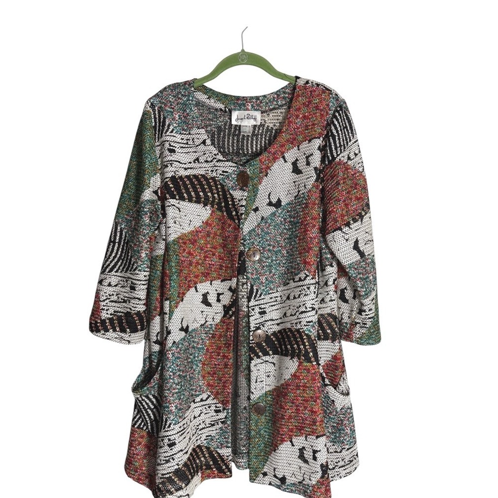 Joseph Ribkoff Open Weave Artsy Knit Jacket w pockets NWOT sz 12